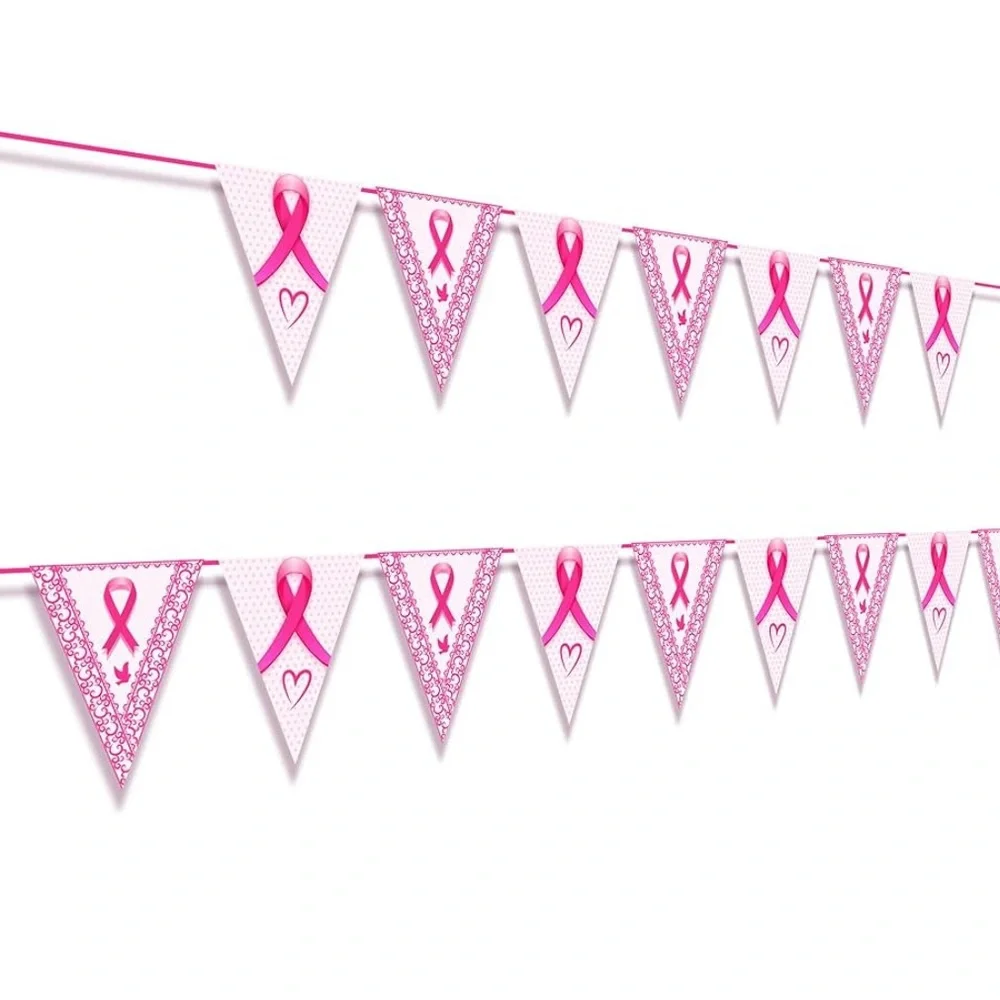 Ribbon Pennant Banner Breast Cancer Pink Pennant Banners Hanging Signs Breast